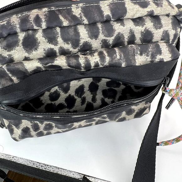 Rebecca Minkoff Downtown Nylon Camera Bag Leopard Print Crossbody Gray Black NEW - Picture 12 of 12